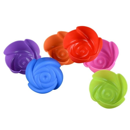 

NUOLUX 12pcs Silicone Rose Flower Shape Cake Decorating Mold Pudding Jelly Chocolate Mold Muffin Cup Handmade Cupcake Baking Tool (Random Color)