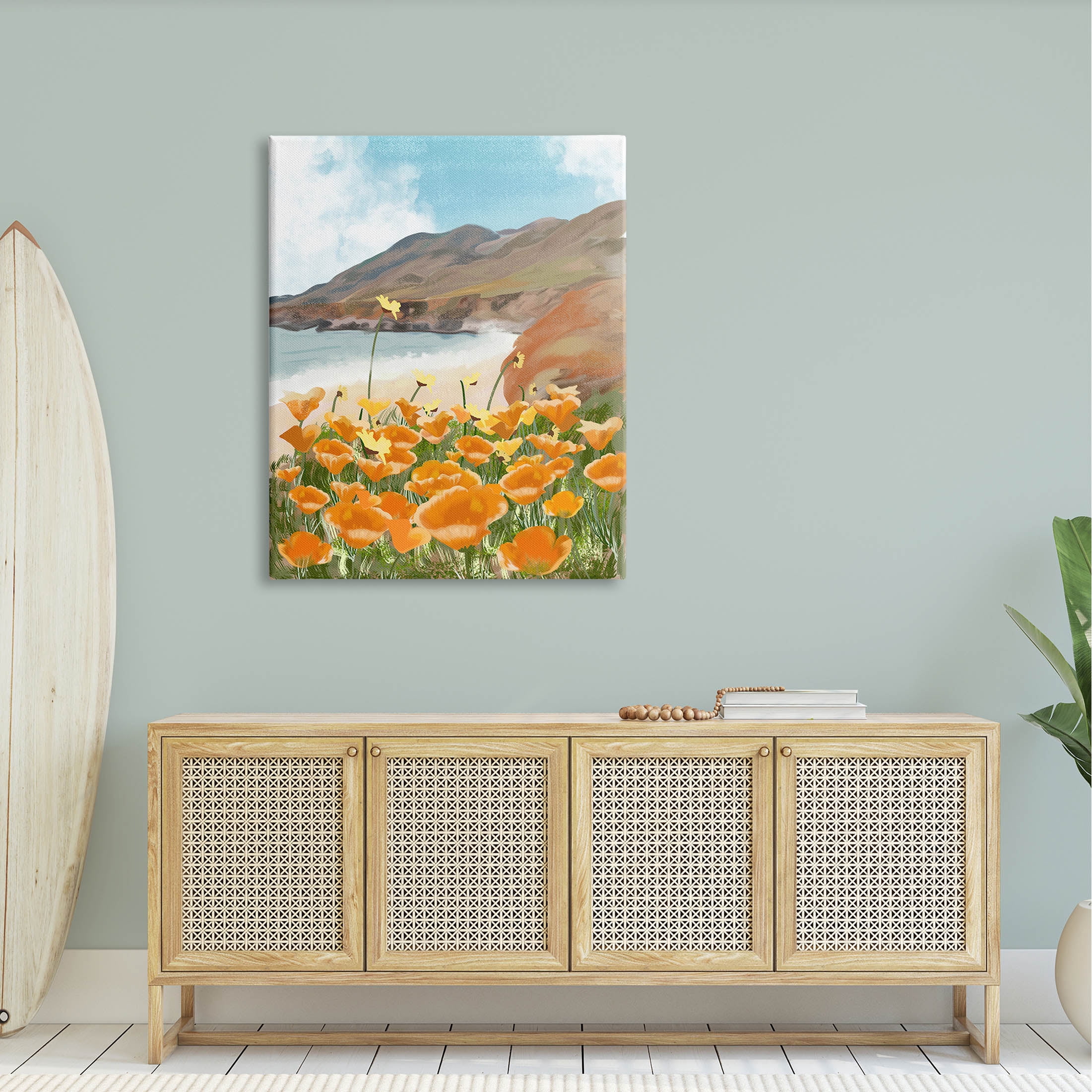 Stupell Industries Coastal Flower Meadow Blooming Graphic Art Gallery Wrapped Canvas Print Wall Art, Design by Ashley Singleton