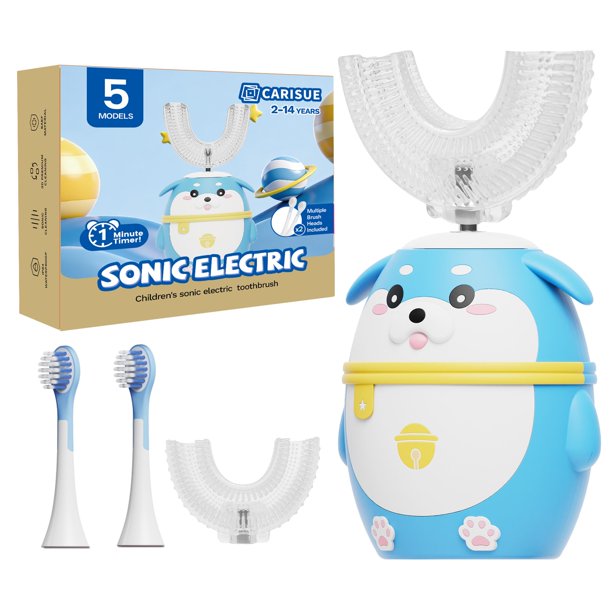 Cepillo de Dientes Eléctrico CARISUE para Niños con Cabezal en U y 5 Modos