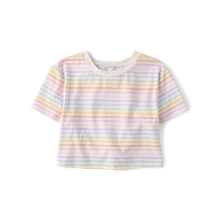 The Children's Place Girls Short Sleeve Rainbow Striped Tulip Top, Sizes XS-XXL