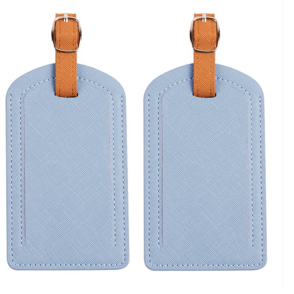 Premium Colored Luggage Tags for Luggage, Travel Bags & Suitcases by Adventure Goods - Light Blue (Pack of 2)