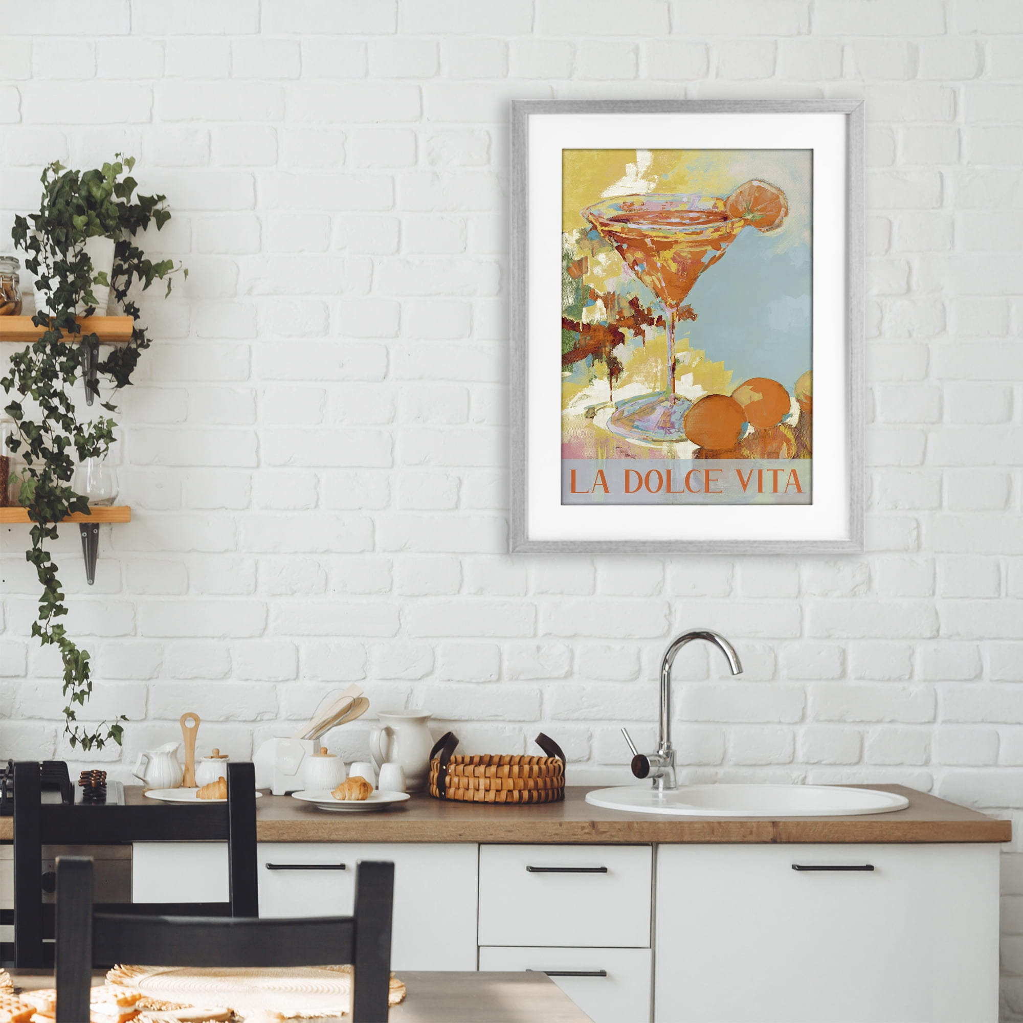 Stupell Industries La Dolce Vita Citrus Cocktail Gray Framed Print Under Glass, design by Jane Slivka