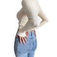 thumbnail image 4 of Qiylii Women's 2023 Spring Autumn Skinny T shirt Tops Solid Color Long Sleeve U Neck Slim Fit Blouse, 4 of 6
