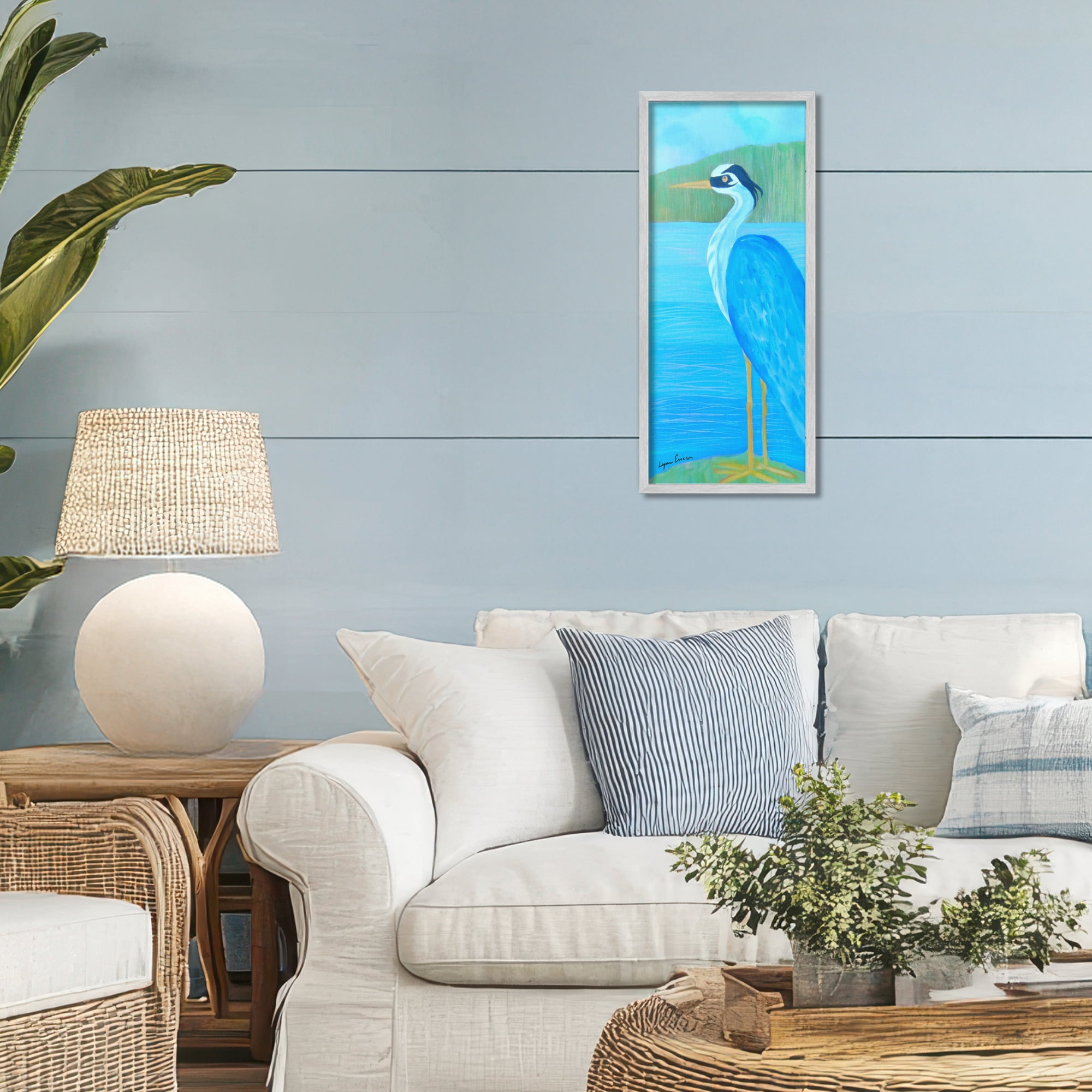 Stupell Industries Great Blue Heron Gray Framed Giclee Art, design by Lynn Ericson Fine Art