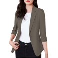 thumbnail image 1 of Veste de Complet Décontractée pour Femmes avec Col à Revers et devant Boutonné, Mélange Léger Polyester-Spandex, Longueur Régulière, Noir, P, 1 of 9