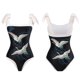 thumbnail image 5 of Un traje de baño de playa de aguas termales delgado de una pieza negro de estilo chino antiguo para mujer con falda cruzada, 5 of 5