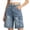 Light Blue, variant on Women's High Waist Cargo Denim Shorts Distressed Straight Knee Length with Pockets, Loose Fit Summer Jean Pants