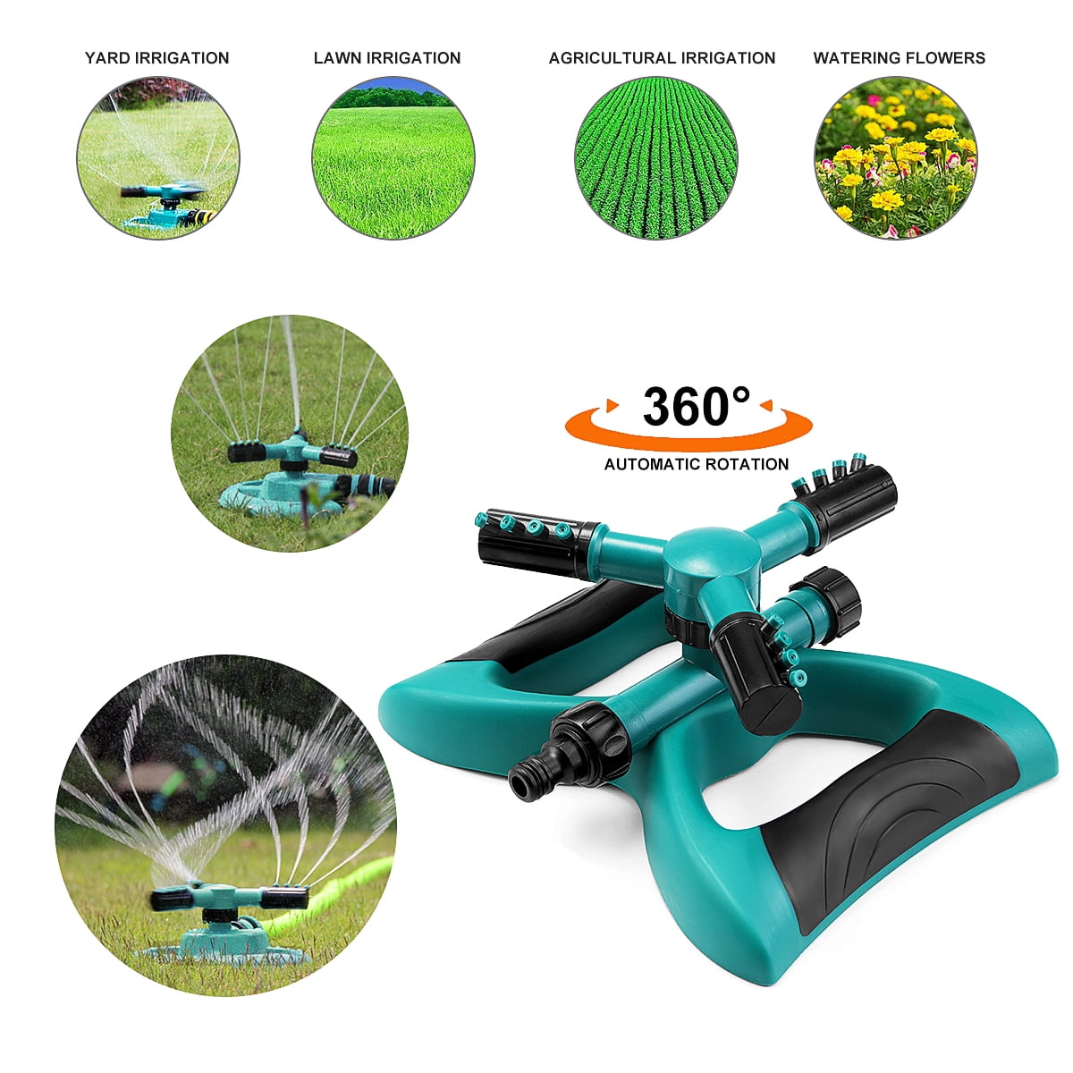 360° Rotating Lawn Sprinkler Automatic Adjustable Garden Water