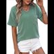 thumbnail image 3 of Blusas de Verano con Cuello en V para Mujer, Camisetas Extragrandes, Blusas de Corta para Mujer, Atuendos Informales Elegantes para el Trabajo. Verde L, 3 of 10