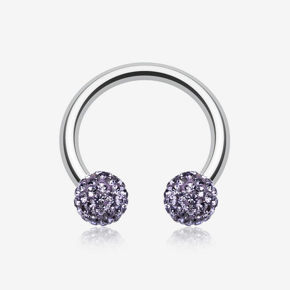 Multi-Gem Sparkle Horseshoe Circular Barbell