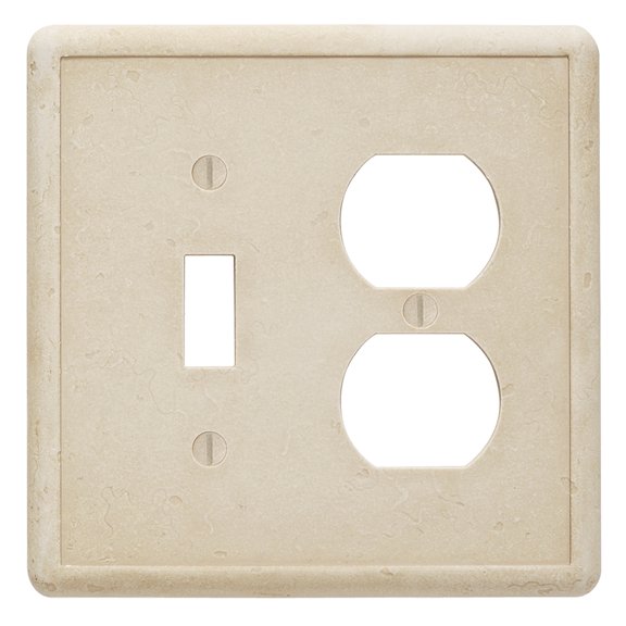Questech Decor Toggle/Duplex Combo Light Switch Cover, Tumbled Texture, Travertine