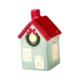 thumbnail image 1 of Casa de Navidad en miniatura de cerámica, decoración navideña, regalo coleccionable Casa Verde Claro, 1 of 9