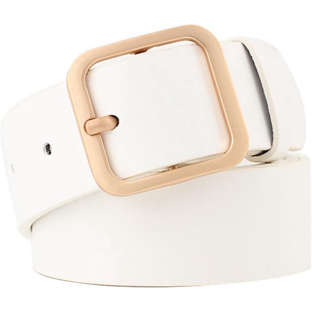 HUGFEGWE Ceinture en Cuir PU pour Femmes Réglable Lignes de Couture Fines Mode Décontractée Boucle à Ardillon pour Pantalon Robe CJB91-76347
