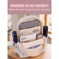 thumbnail image 4 of Gustave Nylon Backpack Purse for Women Multi-Pocket Lightweight 14" Laptop Travel Backpack Casual Daypack for Daily Work College(White), 4 of 8