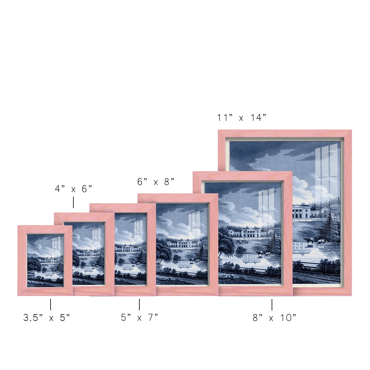 Estate View I -Framed Print w/glass-Sunset Pink