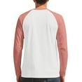 thumbnail image 4 of WTOBBY Men's Color Block Raglan Long Sleeve T-Shirt Top Casual Contrast Design Shirt for Men in Everyday Fashion and Comfort,Pink M, 4 of 6