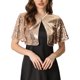 thumbnail image 1 of CHAQUETA BOLERO CON LENTEJUELAS INSPIRADA CHIC PARA MUJERES, MANGAS ACAMPANADAS, CROP, CHAQUETAS BRILLANTES EN GLITTER, TALLA 3XL, ORO ROSADO, 1 of 6