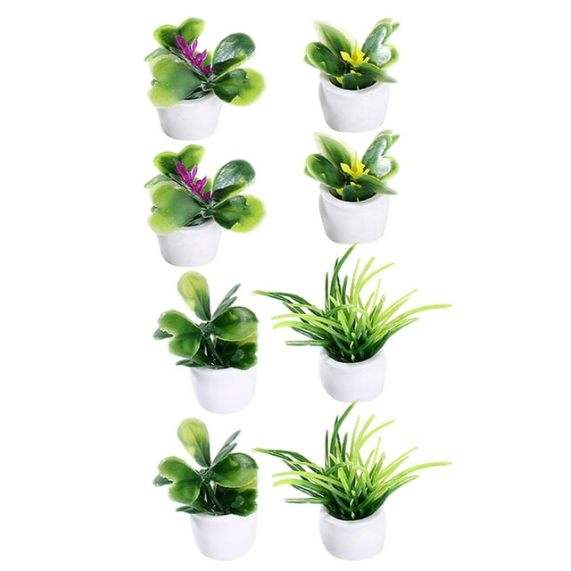 Planta bonsái en miniatura para casa de muñecas, diseño de casa de muñecas, decoración de plantas, modelo de planta en maceta de resina, 8 Uds.