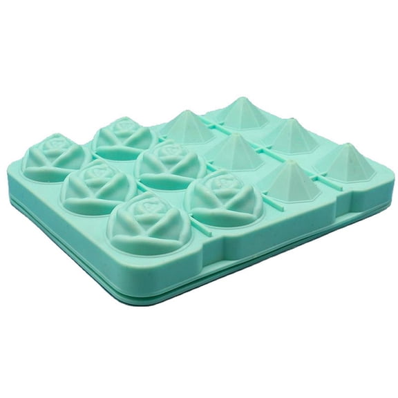 3D rose ice model, making diamond and flower-shaped ice, and silicone ice hockey maker is suitable for bar families.green