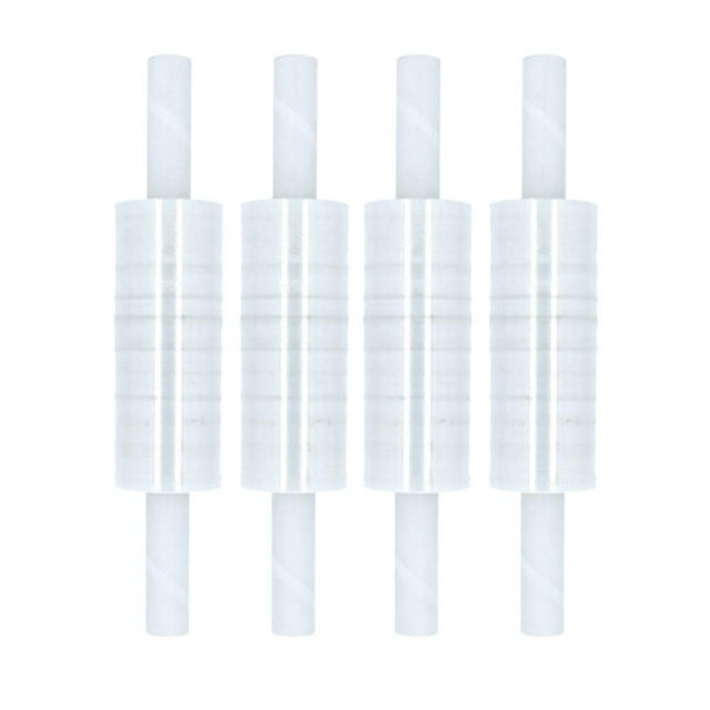 PSBM Stretch Wrap with Handles, 4 Pack, 15 Inch x 1000 Feet, 90 Gauge, Clear Plastic Cling with Extended Core Handles Built in