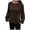 Brown, variant on Womens Contrast Color Pullover Sweaters Crewneck Knit Tops with Wave Hem Long Sleeve Sweater Fall 2026 White for Size XXL