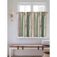 thumbnail image 6 of Tier Curtains 45 Inches Long, Farmhouse Teal Brown Window Treatment Curtain Drapes, Vintage Retro Ombre Wooden Small Curtain Drapes for Bathroom Laundry Room, 27.5"x45", 2 Panels, 6 of 7