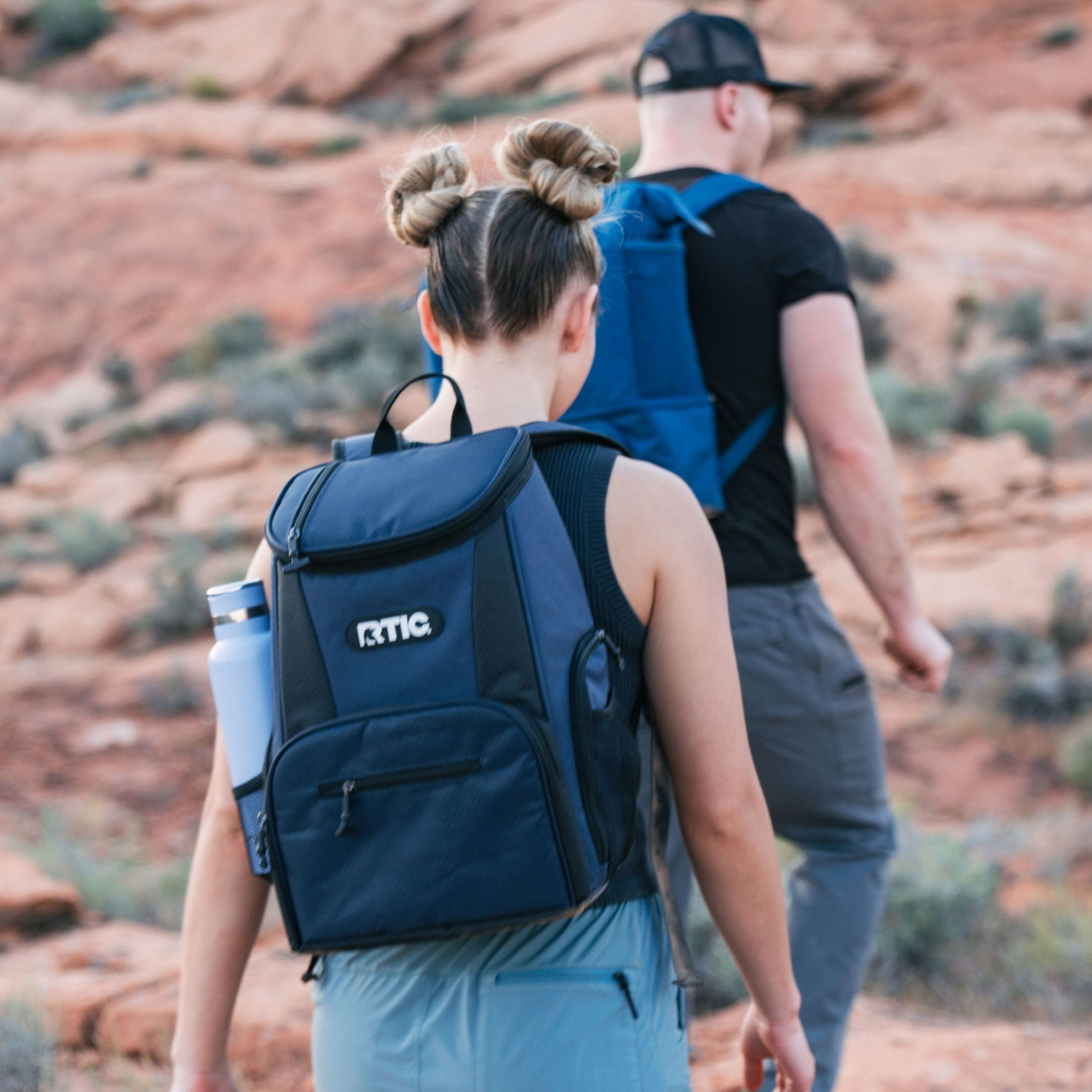 RTIC 15-Can Lightweight Cooler Backpack with Pockets, Navy & Black