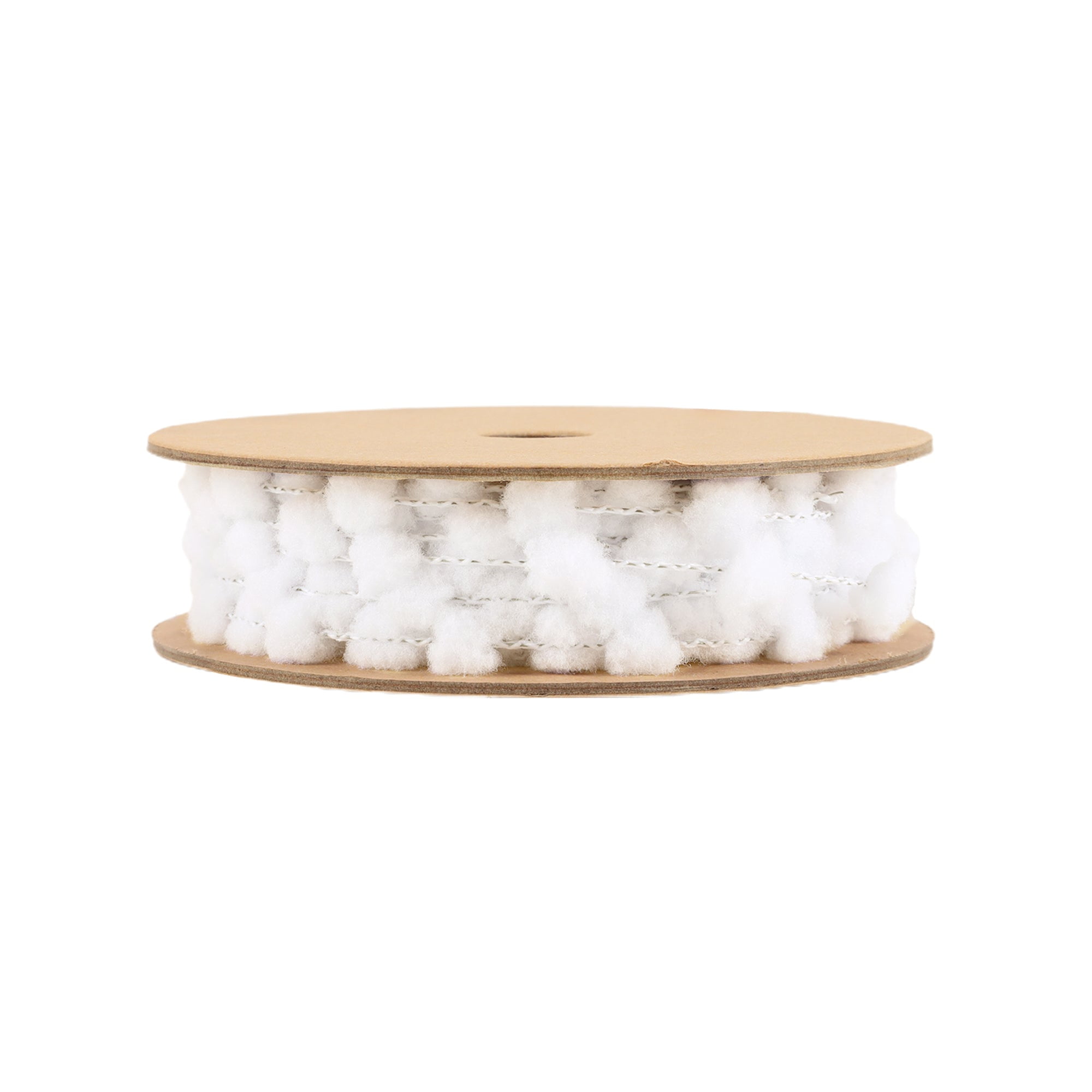 LaRibbons 8mm Wired Pom Pom, White, 25 Yard Roll