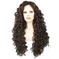 thumbnail image 1 of Ebingoo Peluca frontal de encaje marrón oscuro de 26 pulgadas + gorro de peluca peluca larga y rizada para mujeres y niñas peluca de pelo sintético densidad pesada suave resistente al calor peluca de, 1 of 5