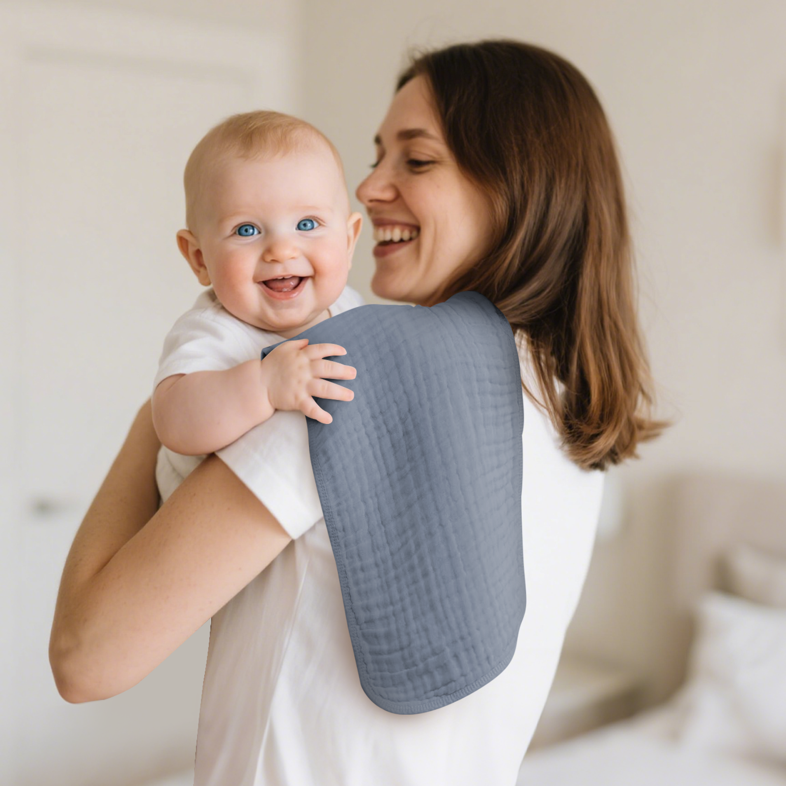 Baby 100% Cotton Bath Towel & Burping Towel Set - 12 Pieces (Including 2 Hooded Bath Towels & 10 Burping Towels), Highly Absorbent, Skin-Friendly & Gentle, Multi-Use as Wrap, Swaddle & Spit-Up Towel