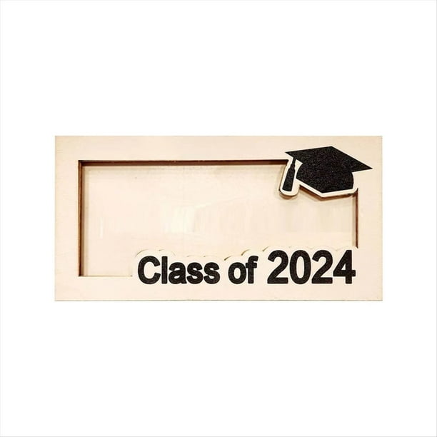 2024 Titular de Regalo de Dinero de Graduación Personalizado Caja de Tarjeta de Titular de Efectivo de Graduación de Madera Personalizada, Clase de 2024 Negro