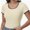 Apricot, variant on Women's Short Sleeve Square Neck Color Block T Shirt Summer Slim Fit Basic Tee Tops