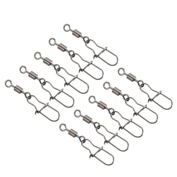 17LBS Stainless Steel Fishing Rolling Swivel with Coastlock Snap, Black 20 Pack