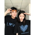 thumbnail image 5 of 2024 Knitted Cotton Love Heart Letter Casual Short Sleeve Men Women Couple T-Shirts Set For Boyfriend Girlfriend Clothes, 5 of 6