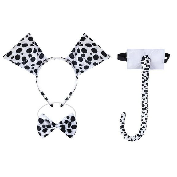 3 Pcs 100 Days of School Dalmatian Costume for Girls, Kids Dog Cotusme Dalmatian Tail Accessories