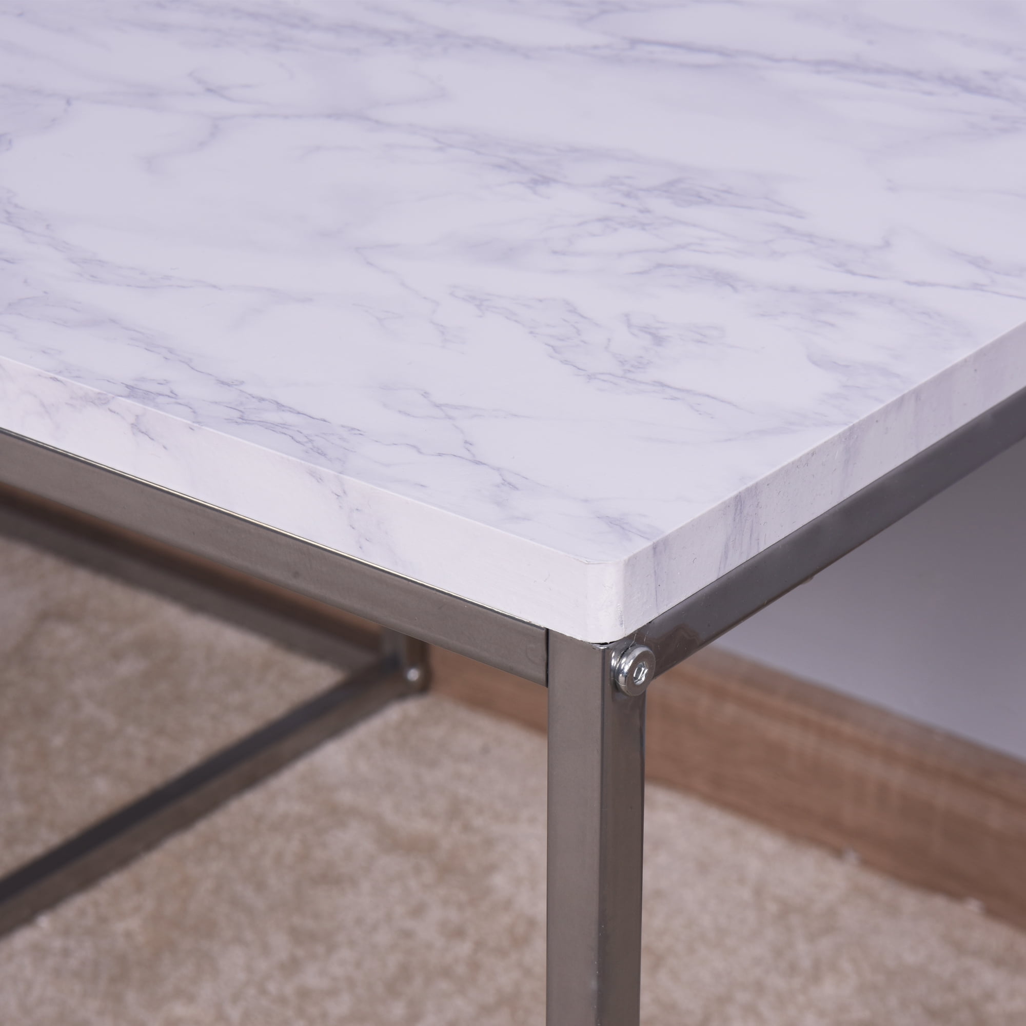 Private Jungle Living Room White Nesting Table, Coffee Table with MDF Top,Metal Legs 40.55 x 21.65 x 17.7 inch Private Jungle Living Room White Nesting Table, Coffee Table with MDF Top,Metal Legs 40.55 x 21.65 x 17.7 inch
