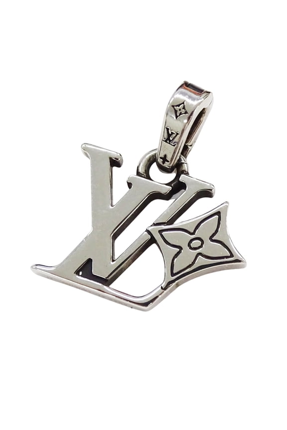 Pre-Owned Louis Vuitton LOUIS VUITTON Charm Men's Brand Pendant Top LV Flower Silver M03091...