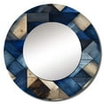 thumbnail image 2 of Designart "Tiled Symmetry in Beige and Blue I" Geometric Round Mirror Wall Decor Modern - Large Blue Round Bathroom Mirror - Round Mirror - 29" x 29", 2 of 6