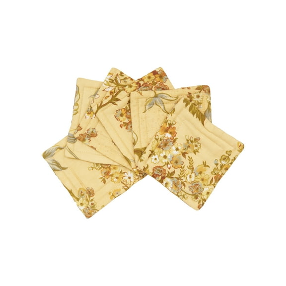 Jillian Gold Quilted Coasters Set of 6