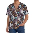 thumbnail image 3 of Naloa Forest Cute Owl Men's Loose Fit Cuban Collar Short-Sleeve Shirt with Button-down and Chest Pocket for Everyday Wear Outings - XX-Large, 3 of 7