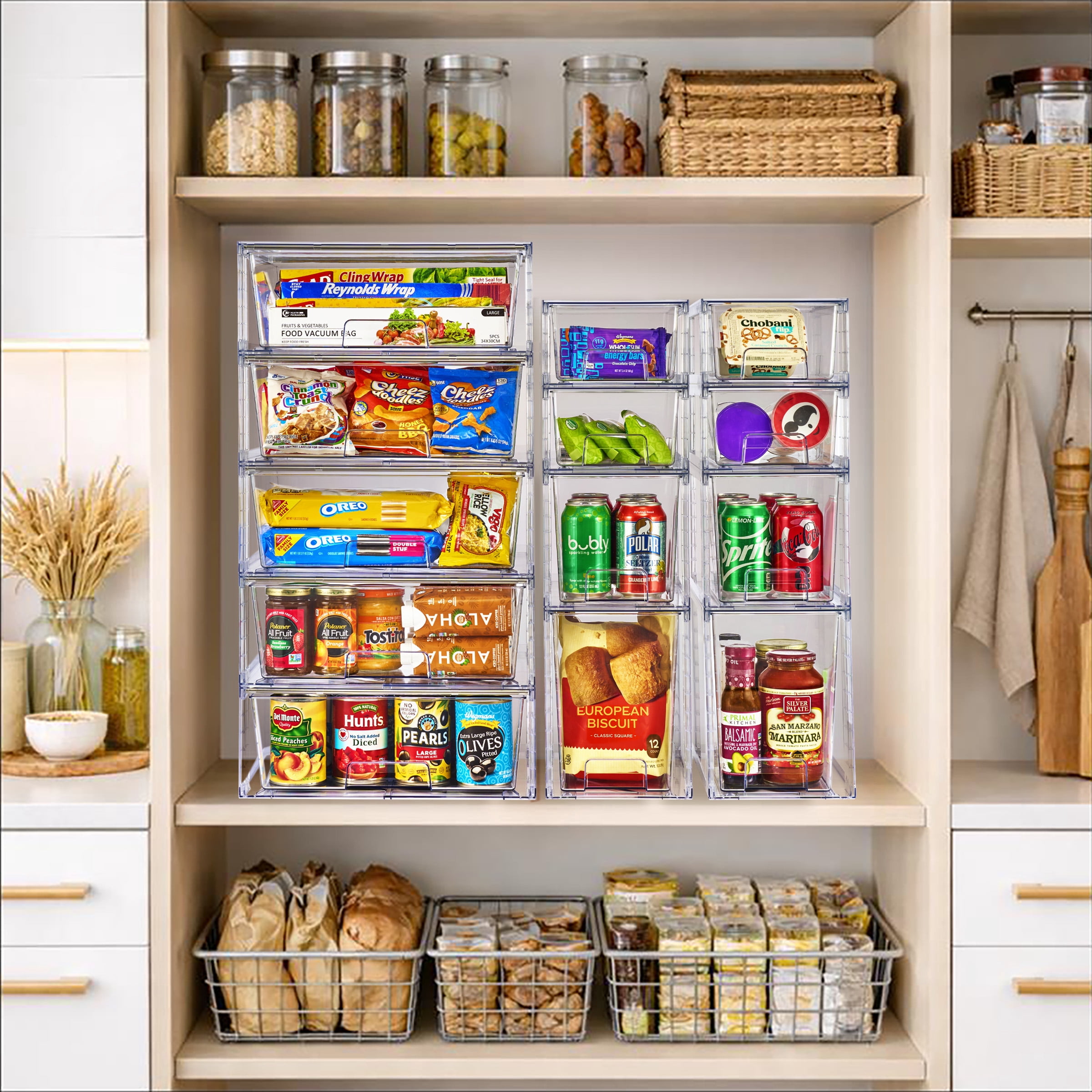 Sorbus Clear Pull-Out Storage Bin Set, 5 Stackable Drawers for Vanity and Under-Sink Areas