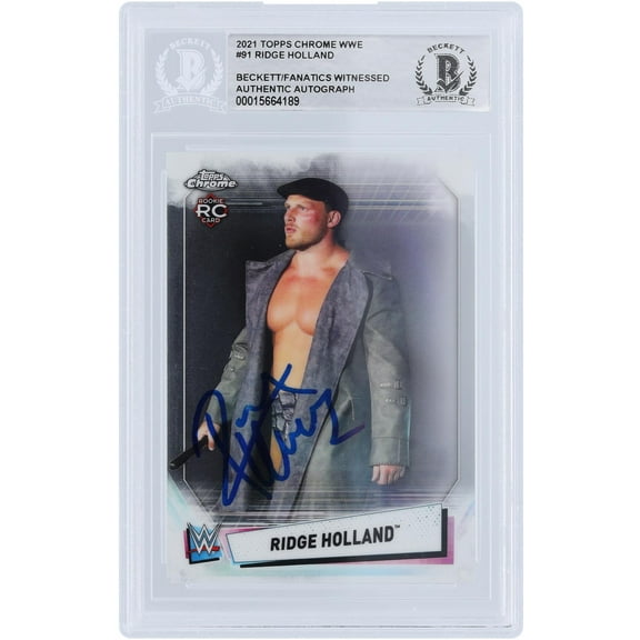 Ridge Holland WWE Autographed 2021 Topps Chrome #91 Beckett Fanatics Witnessed Authenticated Rookie Card - Fanatics Authentic Certified