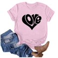 thumbnail image 2 of Summer Savings Clearance kttectoa Loose Fit Pleated Tunic Tops Valentines Day Womens Tops LOVE Graphic Blouse Tops Crewneck Short Sleeve T Shirts for Women Loose Flowy Shopping, 2 of 4