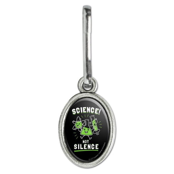 Science Not Silence Funny Humor Antiqued Oval Charm Clothes Purse Suitcase Backpack Zipper Pull Aid