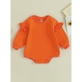 thumbnail image 2 of Bagilaanoe Newborn Baby Girl Oversized Romper Sweatshirt Long Sleeve Bodysuits Solid Color Pullover 3M 6M 12M 18M Infant Casual Tee Tops, 2 of 8
