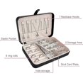 thumbnail image 2 of Caja de joyería de viaje, mini organizador portátil, estuche de viaje, pequeñas cajas de almacenamiento de piel sintética PU para anillos, pendientes y collares (negro), 2 of 3