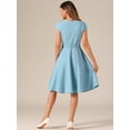 thumbnail image 3 of DARING DIVA V Neck Cap Sleeve Flowy A-line Cocktail Dress XL Blue, 3 of 6
