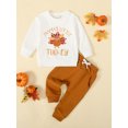 thumbnail image 3 of Elippeo Baby 2 Piece Cute Outfit 6M 12M 18M 24M Turkey Print Long Sleeve Sweatshirt and Elastic Pants Set for Newborn Infant Fall Clothes, 3 of 10