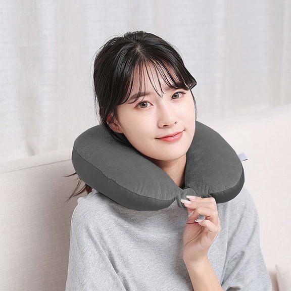 COM1950s Travel Pillow,Neck Pillow for Traveling U Shaped Memory Foam Black Portable Headrest Sleep Airplane Travel Neck Pillow for Flight,Car & Home,Office,11.81X11.81X3.93In