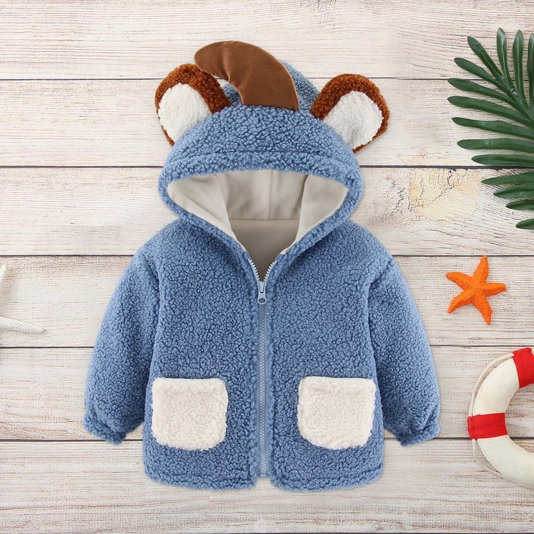 Kids Fleece Hoodie Kids Bear Ear Fleece Hoodie - Full Zip Up Thick Jacket For Toddler Boys & Girls Toddler Winter Jacket Girl
